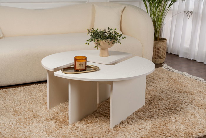 Nordure Mesa de Café Blanca de Madera Ø90x41cm 18mm Tablero de Partículas Melamina